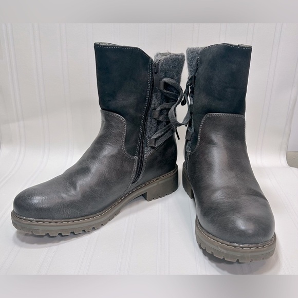 Spring Step Shoes - Patrizia Dawna Spring Step Women's Gray Zipper Ankle Boots Faux Fur Lined Size 6